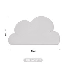 gulu碗 寵物碗 陶瓷食盆 餵食碗 兩件式高腳護頸, 1個, V灰色雲朵餐墊（矽膠）