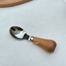 《小日子家居館》304不鏽鋼 短實木柄 兒童勺叉可立式餐具套裝 可愛ins風兒童餐具, 1個, [原木短柄]勺子