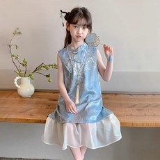 女童夏連衣裙 新中式旗袍風 公主裙