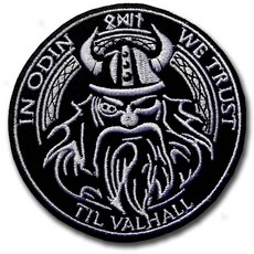 Odin Viking Patch \"in We Trust Til Valhall\" 자수 다림질 또는 바느질 배지 - 북유럽 신화 심볼 토르 해머 발할라 켈트 패치 재킷 조끼 배, Odin Viking Patch "in We Trust