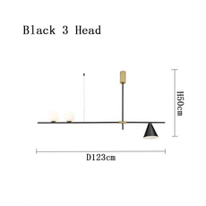 식당 거실 장식 실내 카운터 LED 미니멀리스트 조명 테이블 샹들리에 홈 모던 바 식탁, 3 head, 차가운 흰색, Black