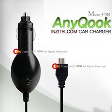 국산 애니쿡 마이크로5핀 차량용 국산충전기 시거잭 충전기 1A, 블랙, 색상:블랙