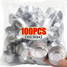 알루미늄 티라이트 컵 아로마테라피 홀더 빈 왁스 컨테이너 DIY 캔들 제작 웨딩 크리스마스 장식, 01 100PCS
