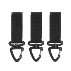 하이셀 벨크로 찍찍이 360도 회전 카라비너 허리벨트고리 2단 스트랩 멀티 후크 캠핑 등산용품, 3개, 블랙