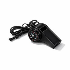 多功能求生哨 附指南針 附溫度計 防水耐用, 黑, 1個