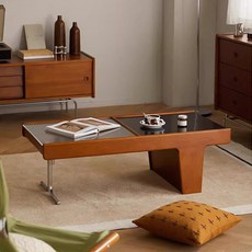 北歐復古實木茶幾 客廳長方形茶桌 兩層設計, 詳見包裝, 詳見包裝, 中古色