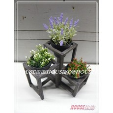 *︵House傢飾︵*zakka日式鄉村風格木製三盆花架/花器/花盆 - 限量新款