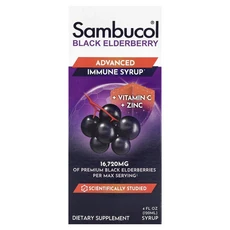 Sambucol 블랙 엘더베리 시럽 어드밴스드 면역 비타민C + 아연 120ml(4fl oz), Sambucol블랙엘더베리시럽어드밴스드면역비타민C아연1, 1개, 120ml