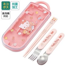 Skater 兒童餐具組 筷子湯匙叉子收納盒 日本製 可機洗 多款卡通圖案, 1個, 粉色-凱蒂貓（現貨/337）, 粉色-凱蒂貓, 筷子、湯匙、叉子、外盒