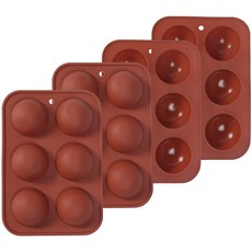 Silicone Molds 푸드 그레이드 플렉서블 초콜릿 베이킹 몰드, 4개입, Red