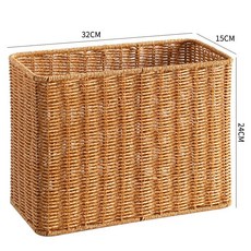 帶蓋收納箱 仿藤編織夾縫收納筐 櫥櫃邊角儲物盒 防水防黴翻蓋式簡約玩具收納 960112, 1個