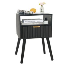 라탄 서랍이 있는 대형 나이트스탠드 침실용 모던 3단, 02 2, 04 Black