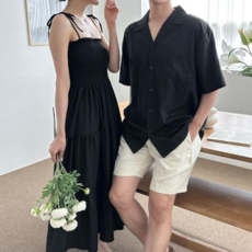 깔끔 바넬 썸머룩 커플 비치웨어 남녀