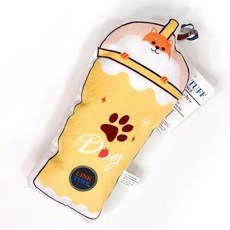 綺敏 K9 LINK TUFF 狗狗玩具 耐咬發聲響紙娃娃 狗磨牙舒壓玩具 福媽寵物, 草莓狗狗奶茶-黃色, 1個