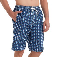 남성용 수영 트렁크 빠른 건조 반바지 메시 안감 재미있는 수영복 화이트 네이비 블루 2 XL 206597