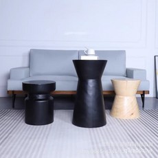 原木實木墩子組閤根鵰茶幾桌 - 木樁沙發角幾民宿床頭櫃傢具擺件邊幾, 黑色,40*40*70, 1個