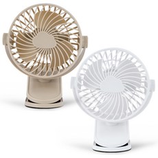 리틀클라우드 3단 풍속 집게형 BLDC 모터 유모차 선풍기, 2개, 화이트+샌드베이지