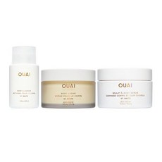OUAI 세인트 바츠 트래블 번들 스칼프 바디 스크럽 포밍 클렌저 하이드레이팅 크림 포함 여행용 사이즈 헤어 케어 3개입 3.4oz 3oz 248618, OUAI 세인트 바츠 트래블 번들 - 스칼프 & 바디