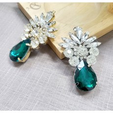 보석모티브 N-034, 금도금, 에메랄드, 1개