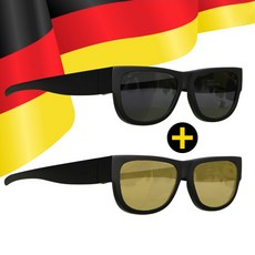 [아이365쇼핑] 독일 썬폭스 선글라스 2세트 [블랙+옐로] [안경 위에도 착용가능] 편광 렌즈 자외선차단 99.99% 차단 등산 운동 골프 여행 레저 스포츠