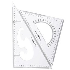 Vitalux 삼각자 제도용 세트 삼각자 30cm 아크릴 눈금이 있는 제도용품 수험용 자 규 세트 기하학 도면 작성 도구 2매 세트 각도기 포함