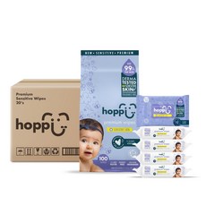 Hoppi嬰兒口手適用純水濕紙巾(低敏升級版)20抽-箱購，溫和清潔，呵護寶寶肌膚，外出必備, 20張, 1箱