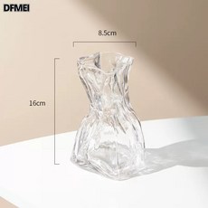 DFMEI 歐式ins風高級感花瓶透明客廳桌面水培插花創意裝飾玻璃擺件, 小號摺紙(透明)人工加厚款