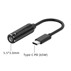 ​DC-USB C PD 65W 고속 충전 케이블 어댑터 변환기 유형 전원 잭 커넥터(MacBook 용) Lenovo Samsung Huawe, 13 5.5X3.0mm