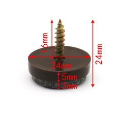 KK FING 20PCS 다리 의자 타일 피트 프로텍터 패드 새로운 펠트 네일 미끄럼 테이블 사이즈 방지, brown 24mm, brown 24mm