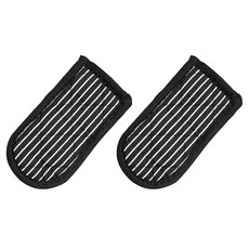 uxcell 주철 프라이팬 손잡이 커버 코톤 3.1_ x 5.9_ 프라이팬 포트 핸들 커버 핸들 슬리브 내열성 주방 베이킹 조리용품 검정과 화이트 스트라이프 2개