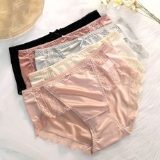 FANSYLI 노라인레이스팬티 여성실크팬티 예쁜 헴라인 망사 팬티0720F01