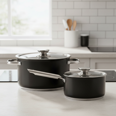 블랙 3중 바닥 인덕션 스테인리스 냄비 2종 세트 주방 조리도구, 알토 IH 냄비, 편수18+양수18