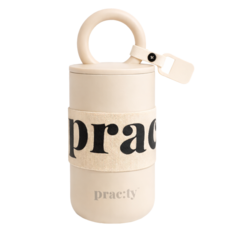 프랙티 보온보냉 스테인리스 텀블러 500ml 루프형 이중스텐 미니 머그컵 휴대용, 베이지, 1개