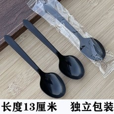限時下殺 茶匙 小茶匙 大茶匙 冰淇淋匙 布丁匙 塑膠湯匙 兒童湯匙 湯匙 耐熱75度 免洗餐具一次性勺子加厚, KFC黑色【獨立裝】500支, 1個