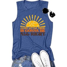BINLANHANAT Every Little Thing is Gonna Be Alright Tank Top Women Country Music Sleeveless Shirt H, Blue-w1