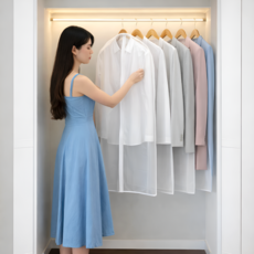 온세미몰 먼지차단 깔끔정리 지퍼형 반투명 옷보관 커버, 5개입, 1세트