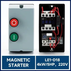 마그네틱 스타터 LE1 D18 220V 50/60HZ 4KW/5PH 플라스틱 하우징 모터 시작 스위치 보호기, 01 220V, 01 18A