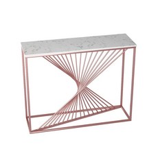 북유럽 거실 프레임 폭좁은 콘솔 대리석 블랙 60x30x80 현관 복도, F. 로즈골드 100x30x80mm