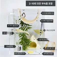 도마뱀 사육장 파충류 투명, 1개, 베이지 액세서리 세트 수조미포함