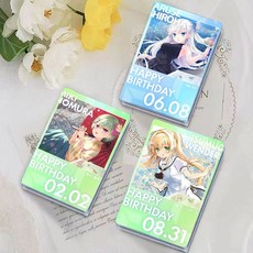 潮玩精品2店 夏日角色流沙麻將生日明信片組 (德斯/野村美希/鳴瀨白羽/水織靜久), 1個, n2834久島鷗-幻藍,6*9*0.8cm/幻彩閃粉+亮片