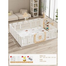 아기 안전펜스 베이비룸 유아 놀이방 울타리 어린이 안전가드 크롤링 매트 실내 펜스 Babysoku, 28 브라운 베어 200x240cm + 수납 선반 +