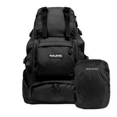 밀스펙 남녀공용 여행용 백팩 배낭 기내용 데일리, 블랙 (스탠다드) + 레인커버, 1개