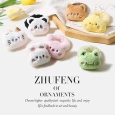 귀여운 캐릭터 동물 헤어끈 봉제 인형 스크런치 포니테일 머리끈 데일리 헤어악세사리