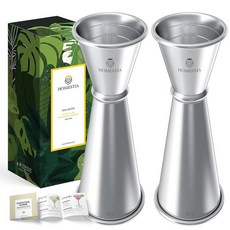 Homestia 실버 더블 지거 프리미엄 일본 스타일 슬림 측정 56.7g(2온스) 28.3g(1온스) 지거 더블 칵테일 지거 일본 지거 바 도구 바 홈 파티 와인 음료용(, 실버 2개