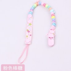 嬰兒串珠防掉鏈 現貨 嬰幼兒安撫奶嘴串珠防掉帶 牙膠掛鏈 外出 奶嘴鏈 串珠鏈 玩具防掉鏈 玩具鏈, 1個, 粉色 棒棒糖