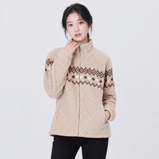 <스타일랑> 여성 기모 플리스 자켓_안나 노르딕 눈꽃 패턴 후리스 점퍼
