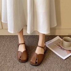 ANYOU 여성 편한 샌들 3cm 데일리 여성 가죽 샌들 단화 뮬 슬리퍼 발편한 스트랩 샌들 빈티지 센슈얼 라인 캐주얼 플랫 로마 슈즈