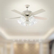 四方圓照明 金色年代 仿古白漆石紋玻璃吊扇 6燈 60/馬達, 1個, GA11-6592