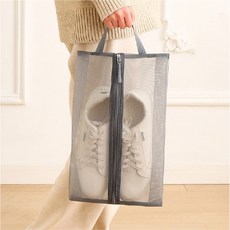 여행용 메쉬 슈즈 파우치 가벼운 신발 가방 캐리어 정리 슈즈백 골프 런닝 캠핑, GS003298 메쉬신발파우치 아이보리