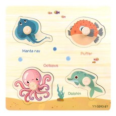 오즈토이 판 꼭지퍼즐 바다생물 D, 1개, 4피스